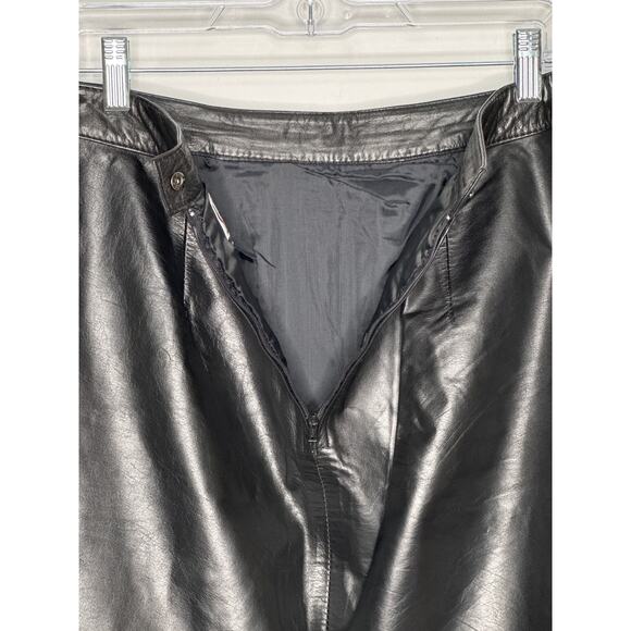 80’s GIII Black Leather Pencil Skirt w/ Snap Slit Closing Back medium - Picture 13 of 14